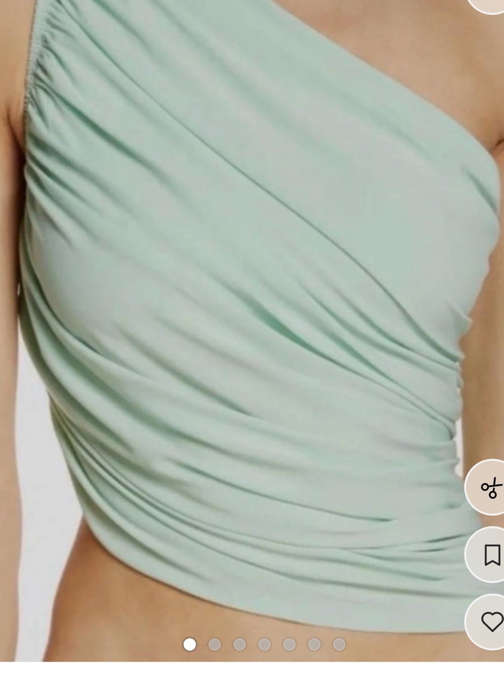 Norma Kamali seafoam ruched asymetrical poly tube top size M